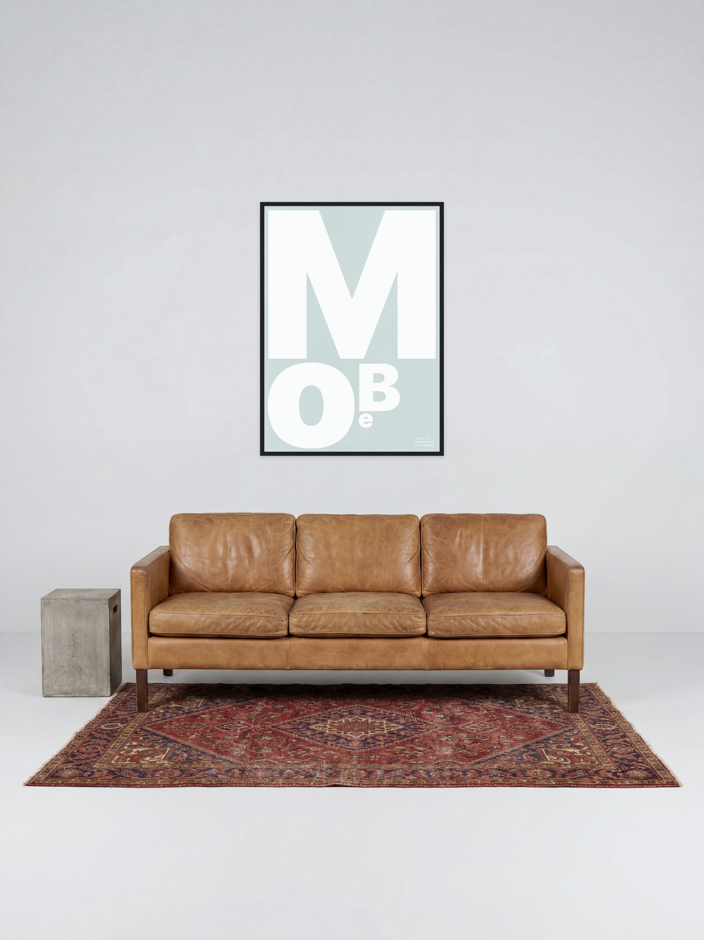MoBe Gray White print, framed lifestyle mockup