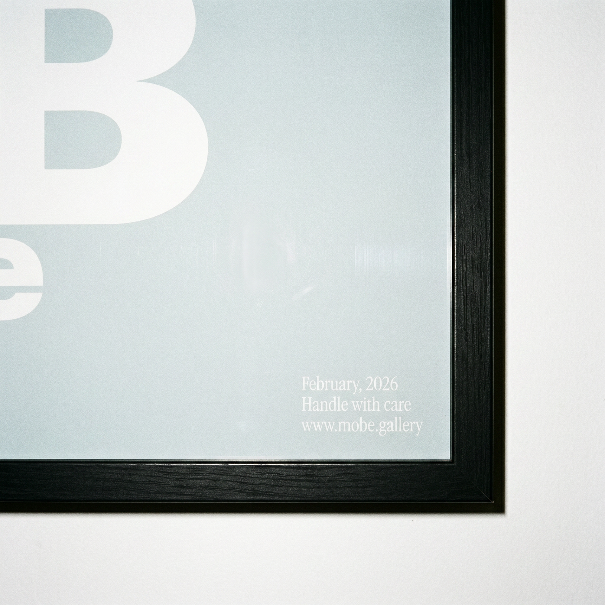 MoBe Gray White print, framed lifestyle mockup