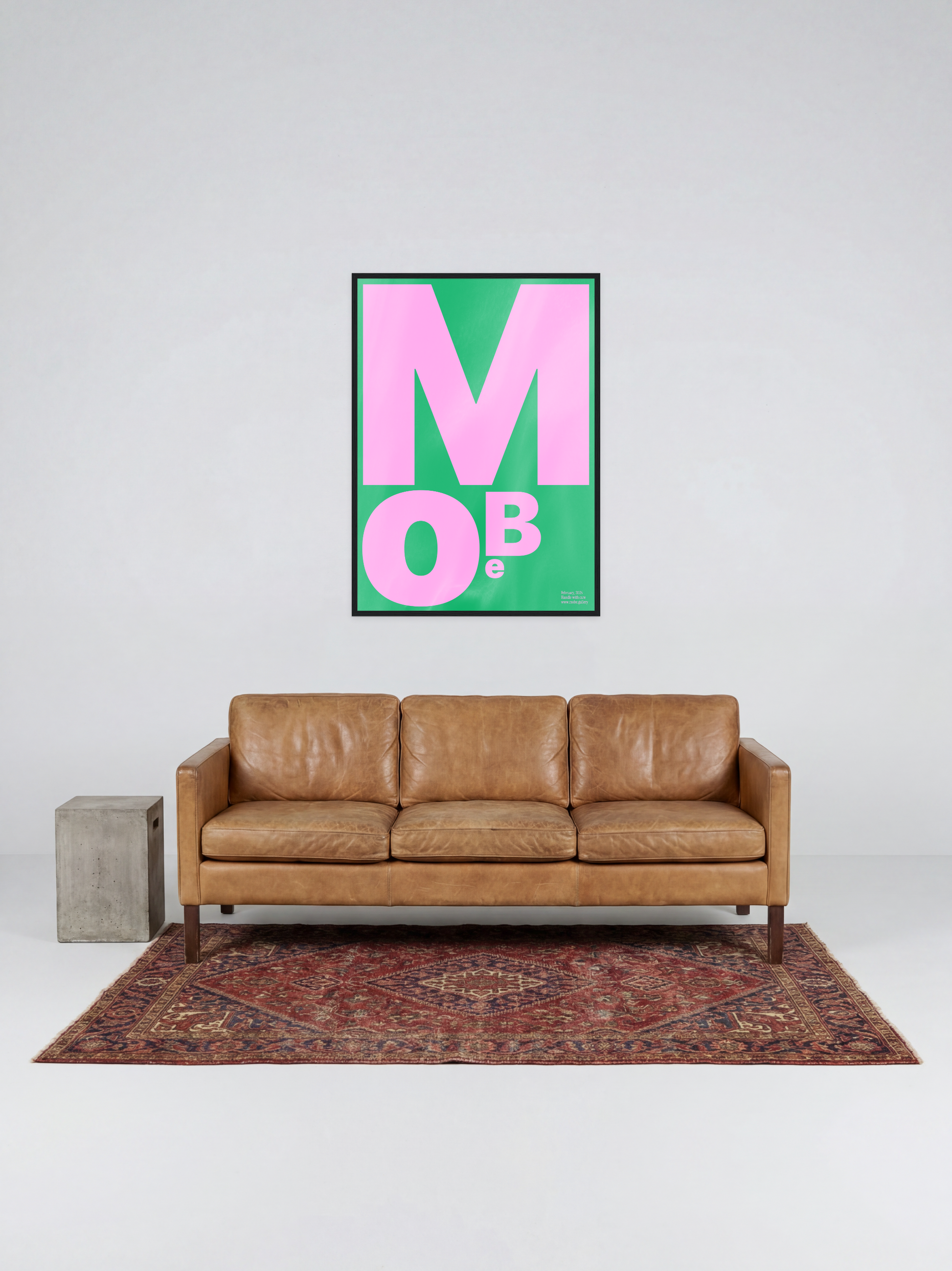 MoBe Green Pink print, framed lifestyle mockup