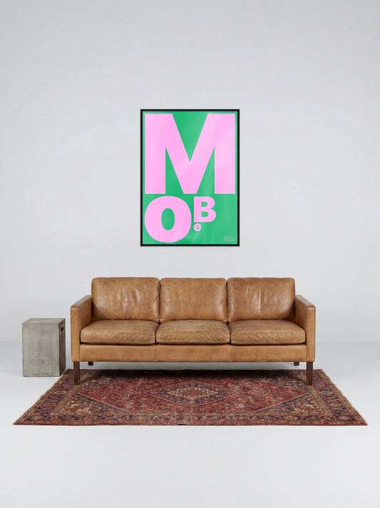 MoBe Green Pink print, framed lifestyle mockup