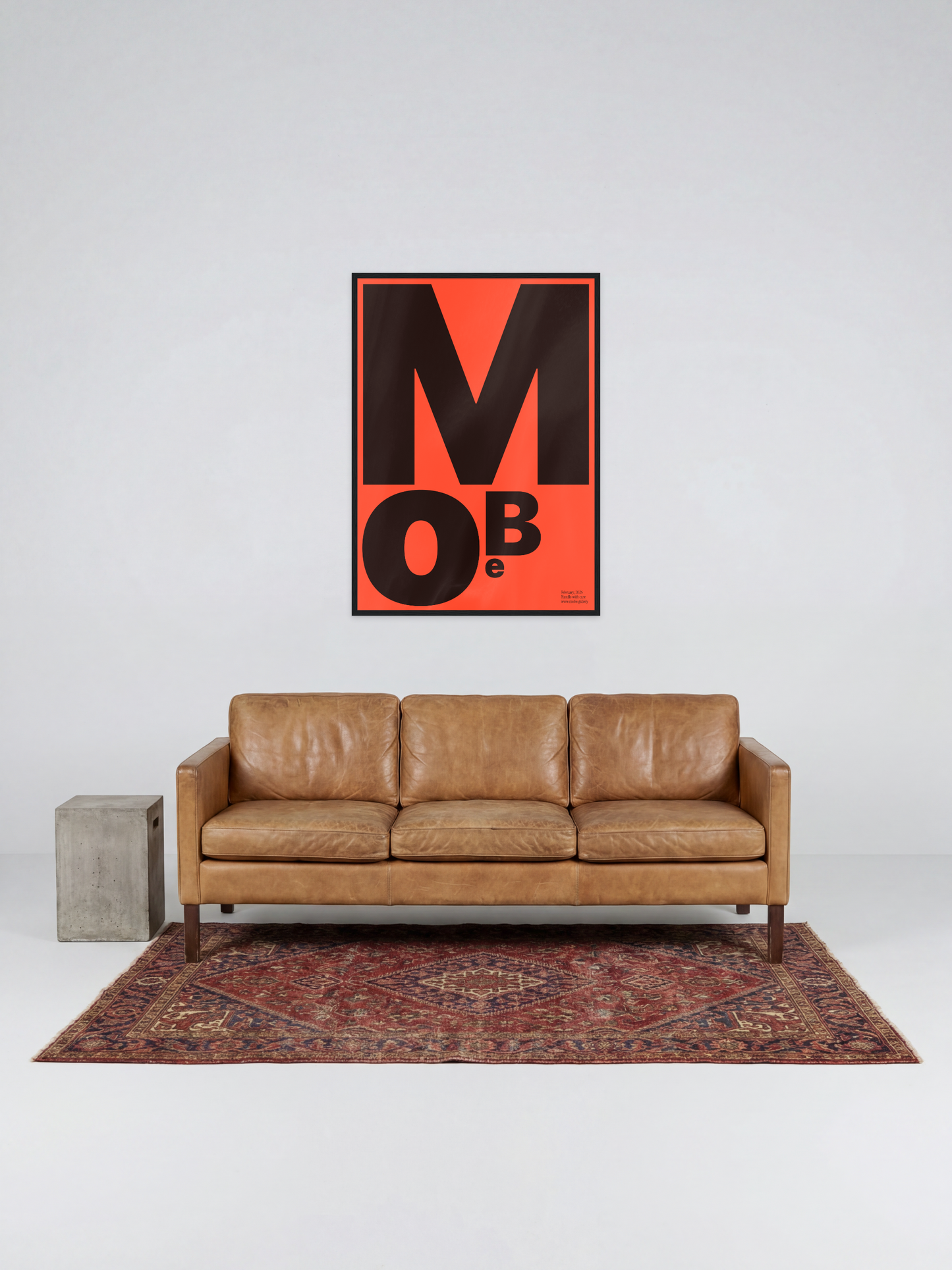MoBe Orange Black print, framed lifestyle mockup