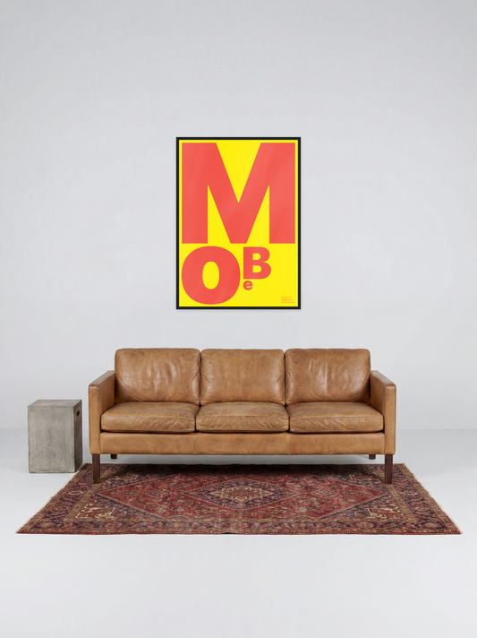 MoBe Yellow Red print, framed lifestyle mockup